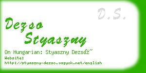 dezso styaszny business card